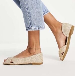 ASOS Laurel Peeptoe Ballet Flats Natural US 5